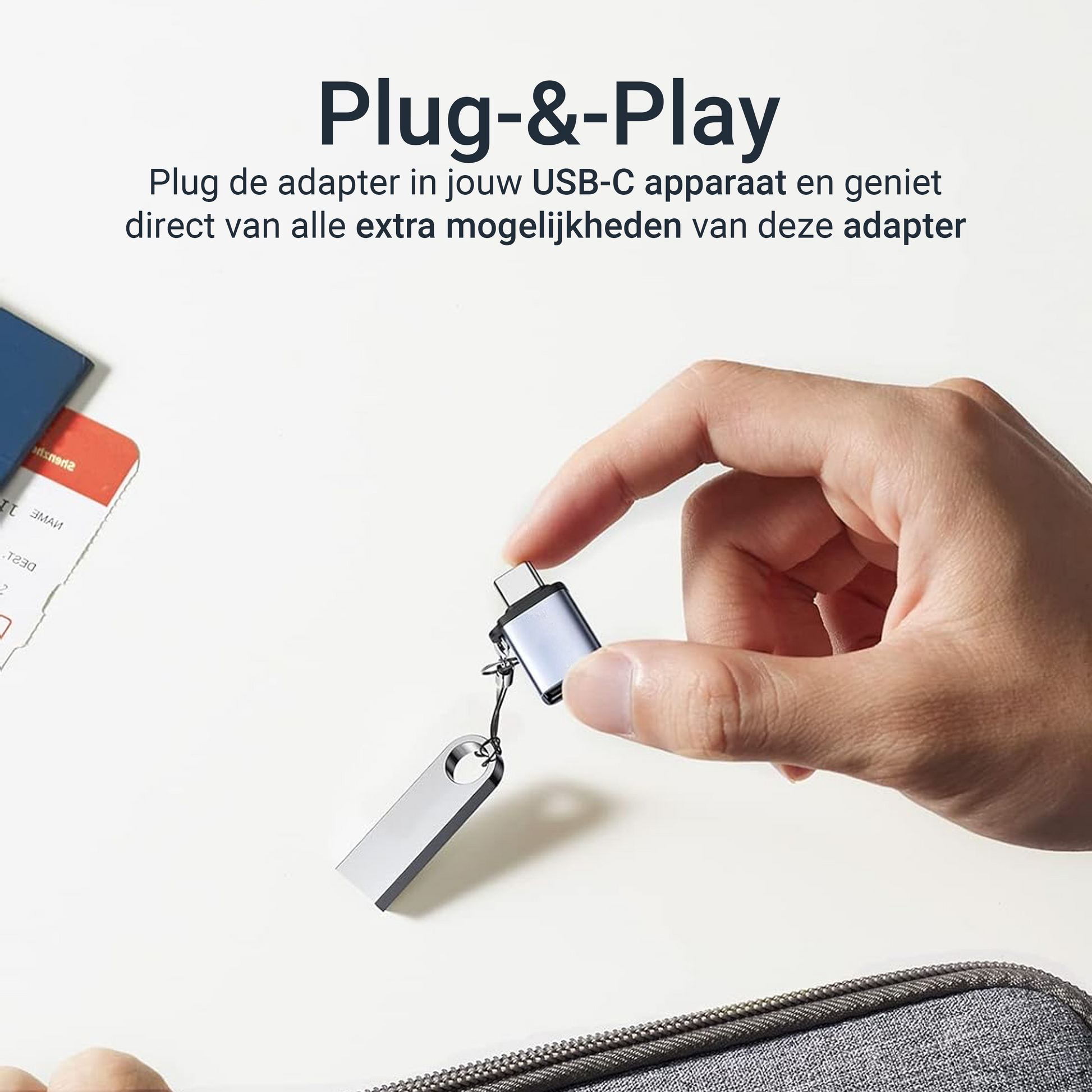 USB-C naar USB-A Adapter - Keychain - Spacegrey-4