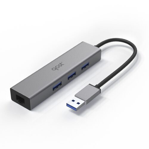 Qost USB-hub - 4 in 1 adapter - Grijs